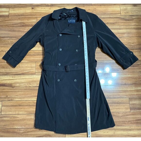 Vtg Ralph Lauren Black Double-Breasted Trench Coat  Luxury Lined Men's 44R Nice - Picture 5 of 12
